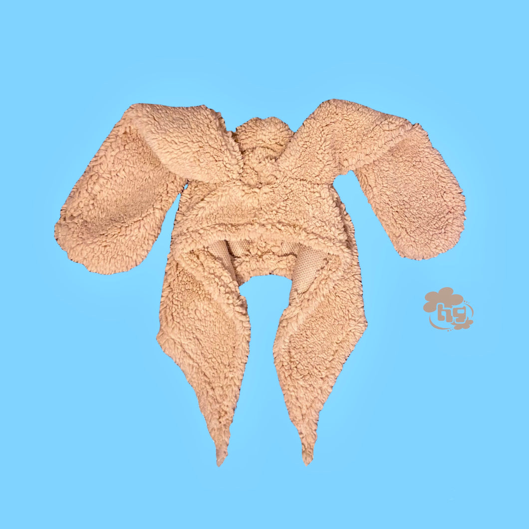 Khaki bunny tie hood